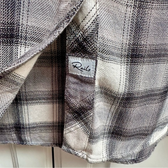 Rails Dolly Shirt in Olive Black Mini Check Plaid with Fringe Size Medium - Picture 9 of 13